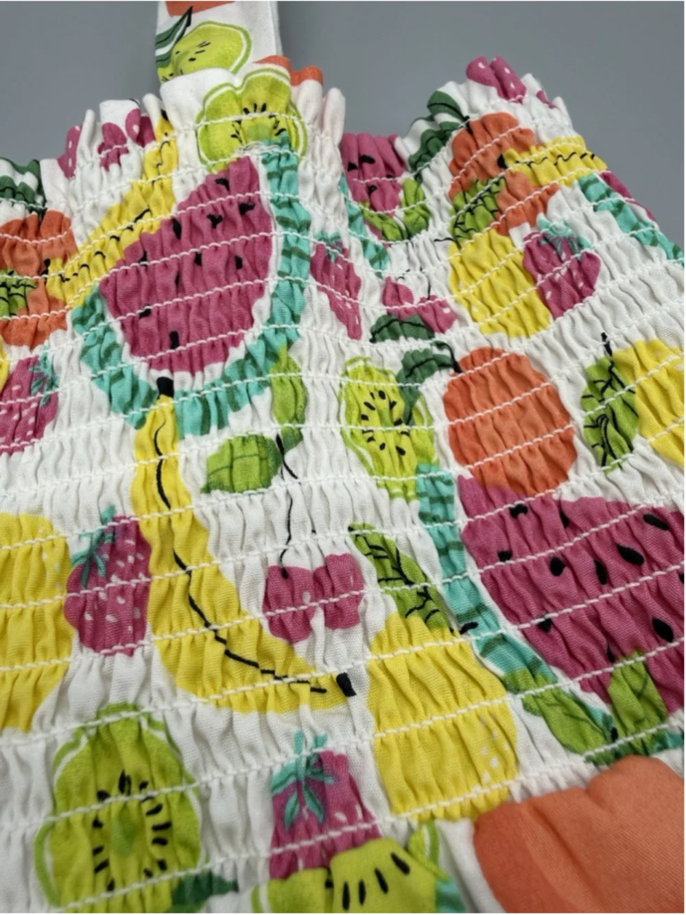 Gymboree Girls 8 Sleeveless Fruit Print Sundress 100% Cotton Ruffle Smocked Knee